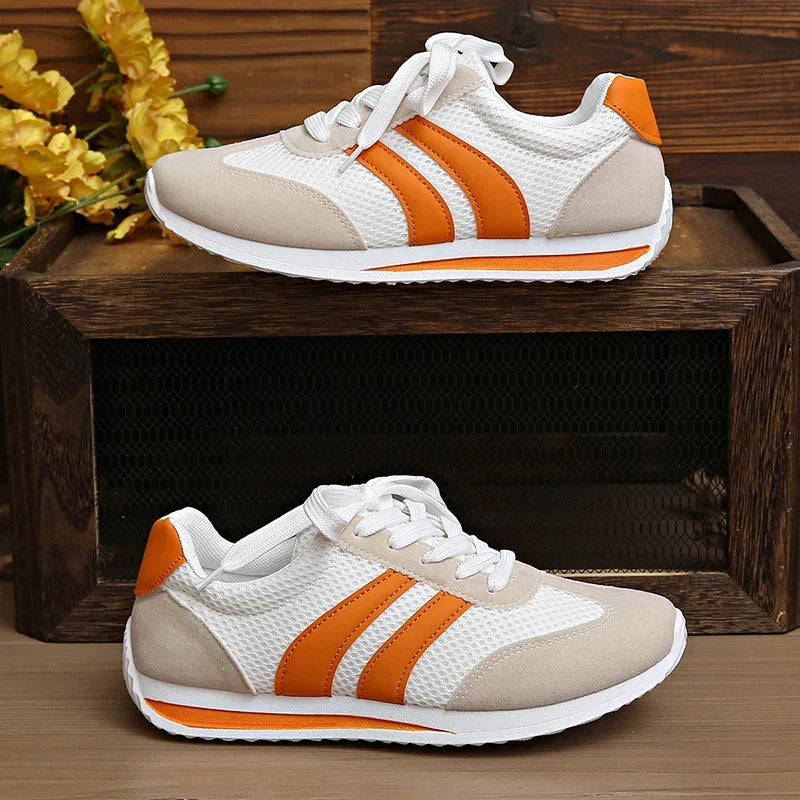 Lage sneakers dames met veters, mesh bovenwerk en gewatteerde boord 7