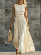 Victoire - Mouwloze maxi zomerjurk van geplooide chiffon dames