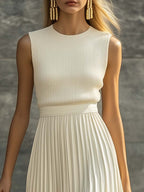 Victoire - Mouwloze maxi zomerjurk van geplooide chiffon dames