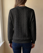 Zip sweater dames met kabelstructuur en opstaande kraag