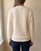 Zip sweater dames met kabelstructuur en opstaande kraag