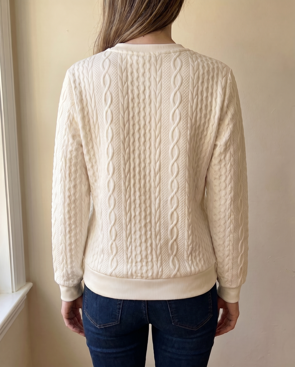 Zip sweater dames met kabelstructuur en opstaande kraag