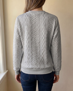 Zip sweater dames met kabelstructuur en opstaande kraag