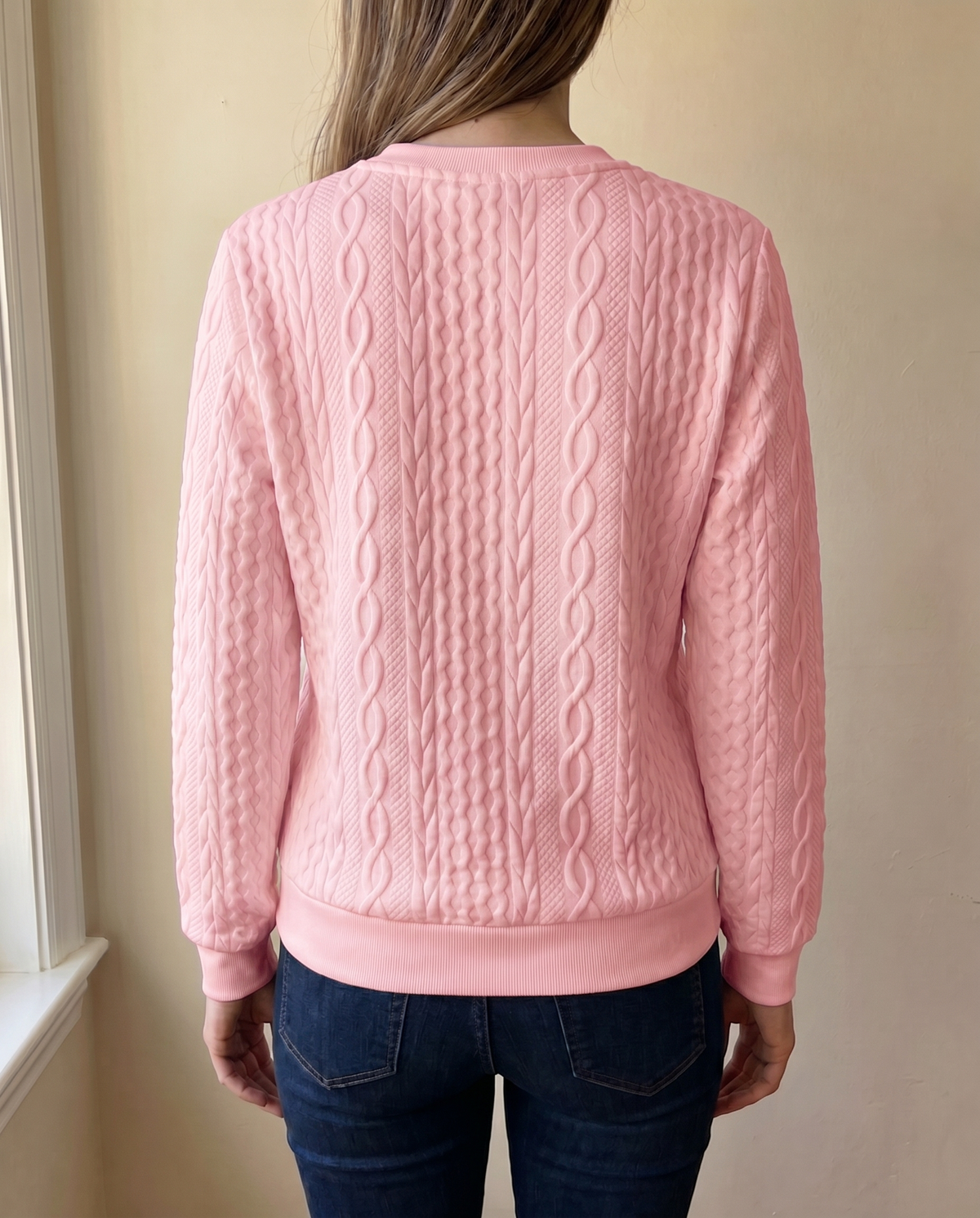 Zip sweater dames met kabelstructuur en opstaande kraag