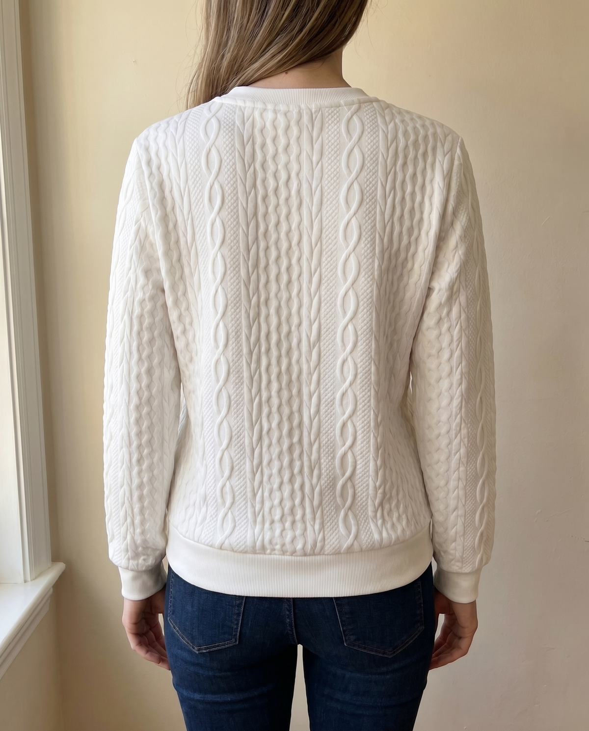 Zip sweater dames met kabelstructuur en opstaande kraag