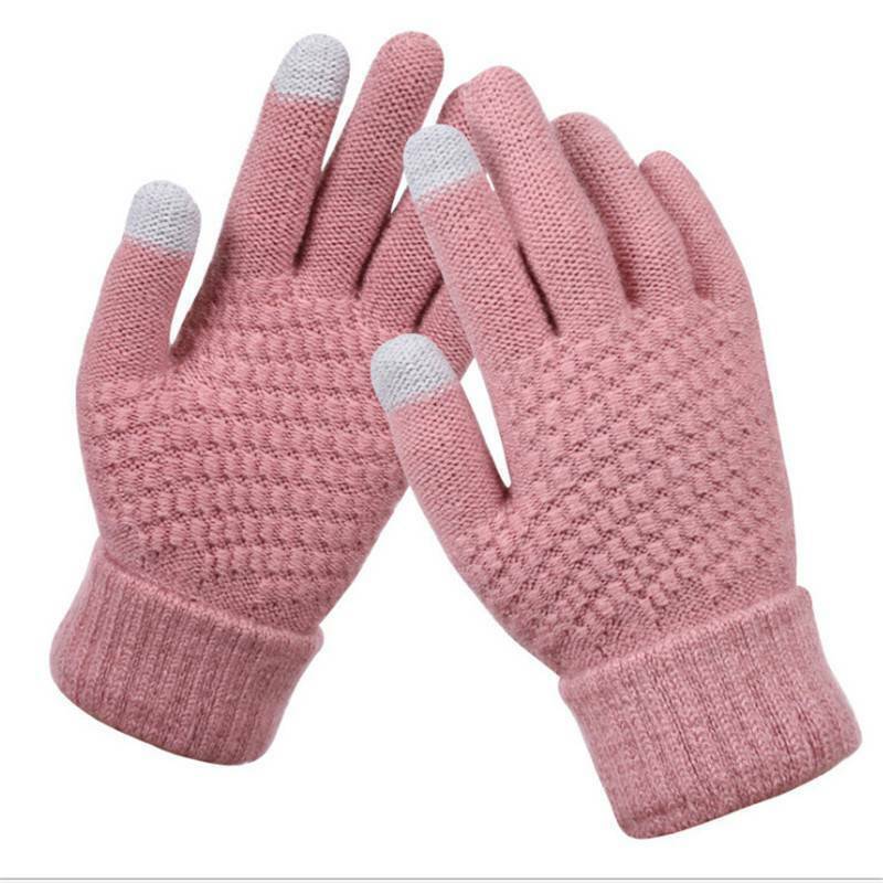 Zachte gebreide handschoenen dames met touchscreen 3