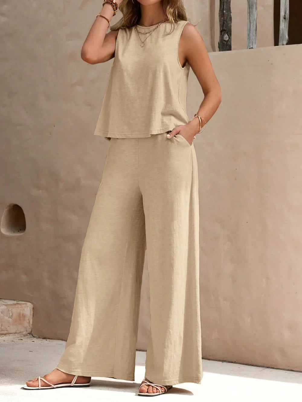 Arianna - Zomerse tweedelige set met top en casual broek dames
